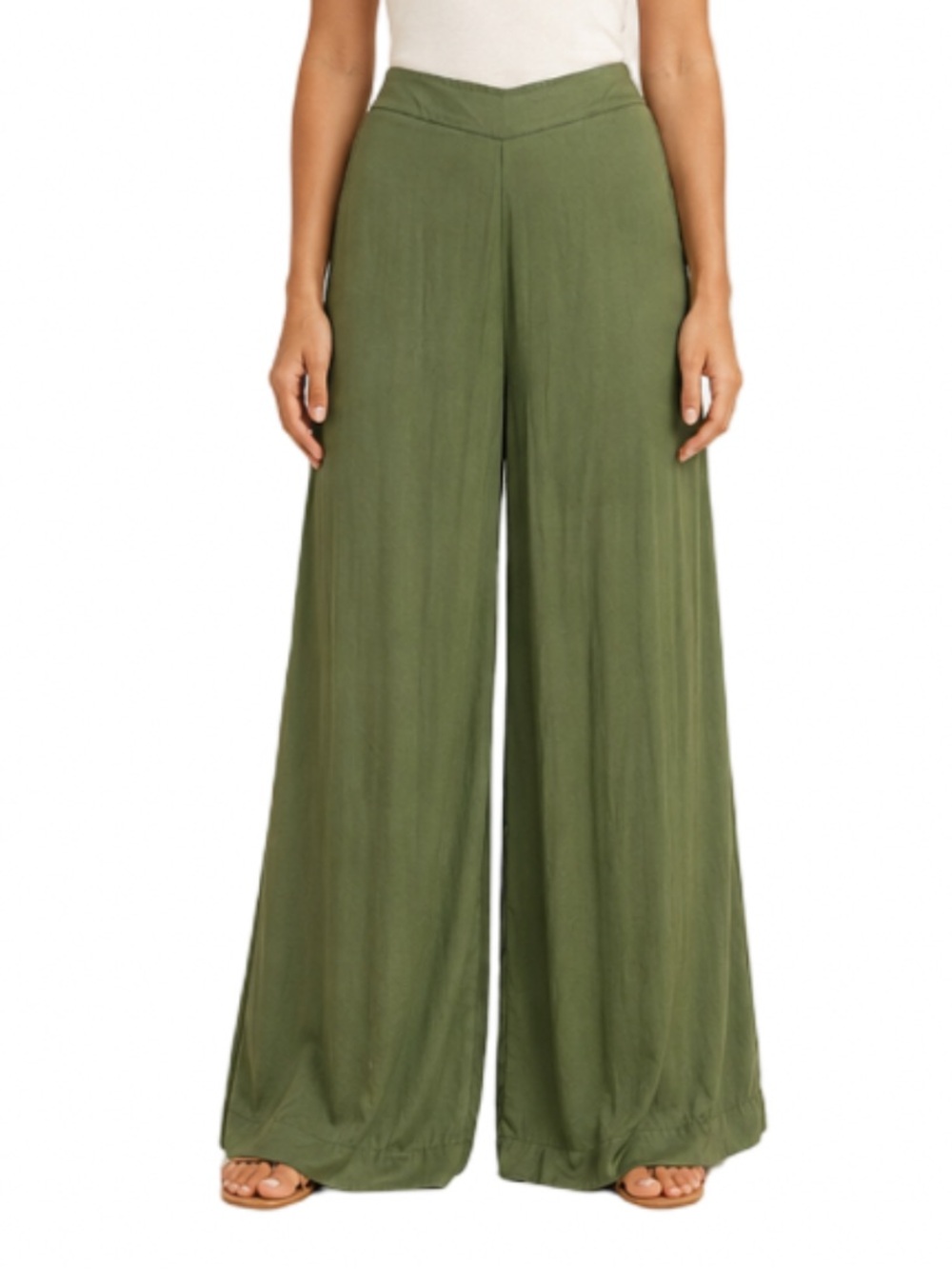 House of Harlow 1960 Silky Wide Leg Pants Green LG NWT